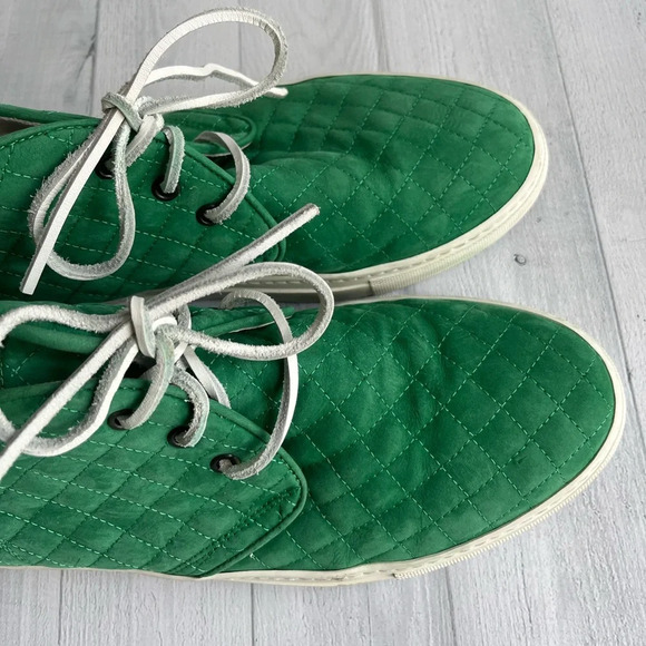 RARE Del Toro 2014 Spring Quilted Green Leather Alto Chukka Sneakers Size 11 - Picture 3 of 8